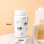 Cute Puppy Insulated Thermos Cup 1000ml — Portable Stainless Steel Bottle with Tea Compartment