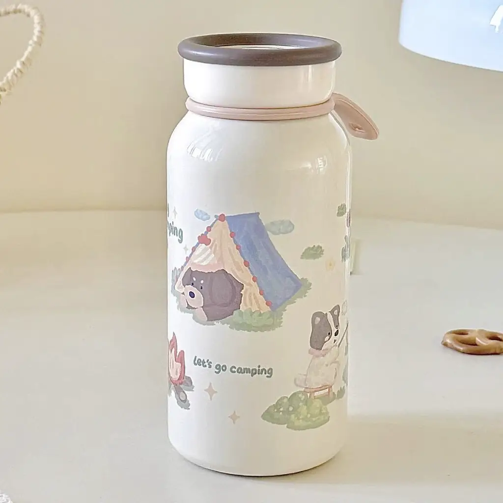 Cute Cat Thermos Cup Ins Student High-Looking Couple Water Cup Portable Tea Water Separation Stainless Steel Cup