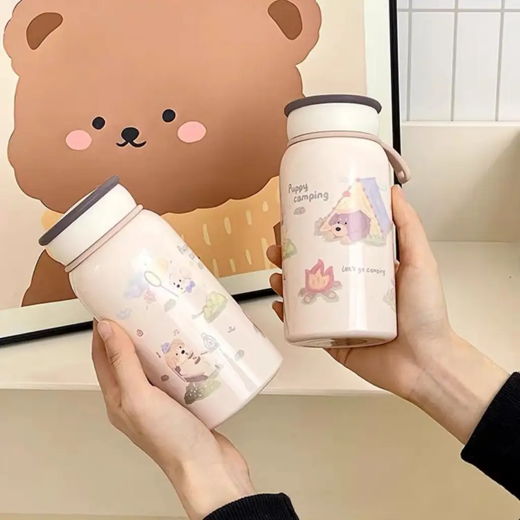 Cute Cat Thermos Cup Ins Student High-Looking Couple Water Cup Portable Tea Water Separation Stainless Steel Cup