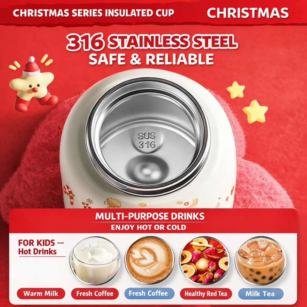 Christmas Gift Thermos Cup, High-Looking Coffee Cup for Girls and Couples, Double Drink 2026 Straw New Cup Gift