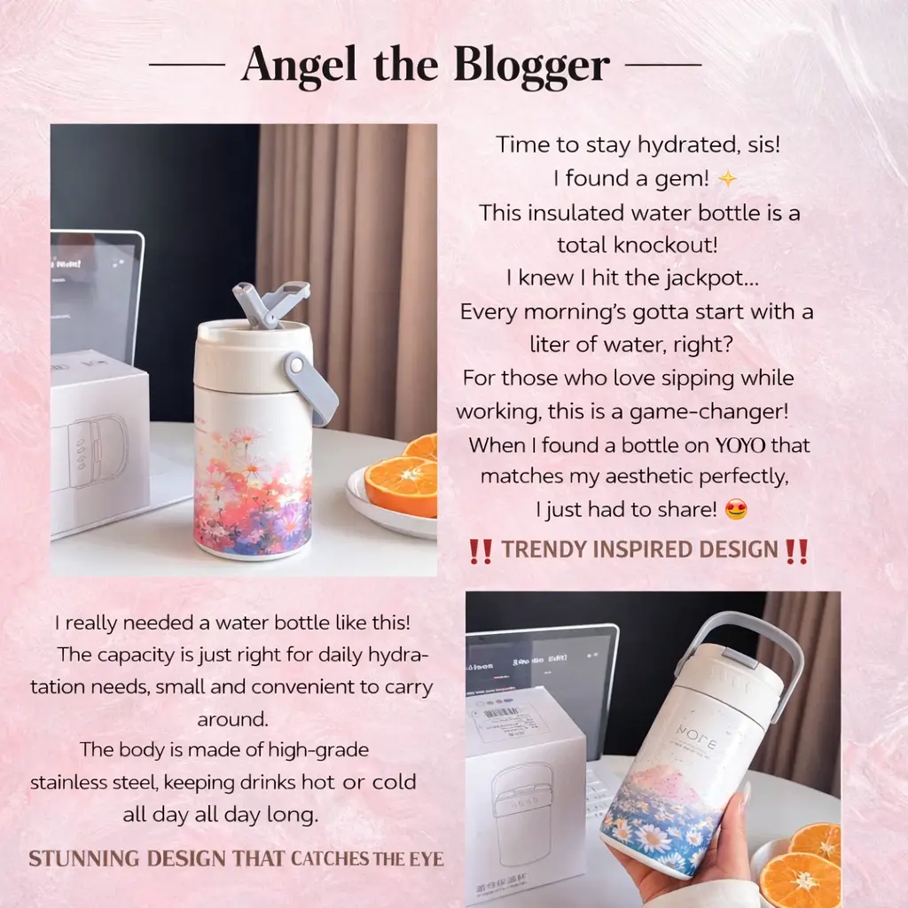 Light Luxury Oil Painting Straw Cup Portable Tea Water Separation Tea Cup Handy Water Cup 316 Stainless Steel Thermos Cup Ins Style