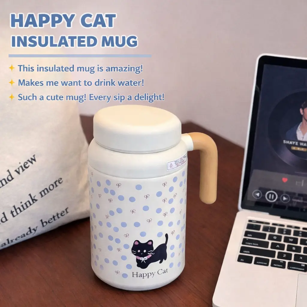 Ninikart High-value portable stainless steel large-capacity thermos cup straw student cup office