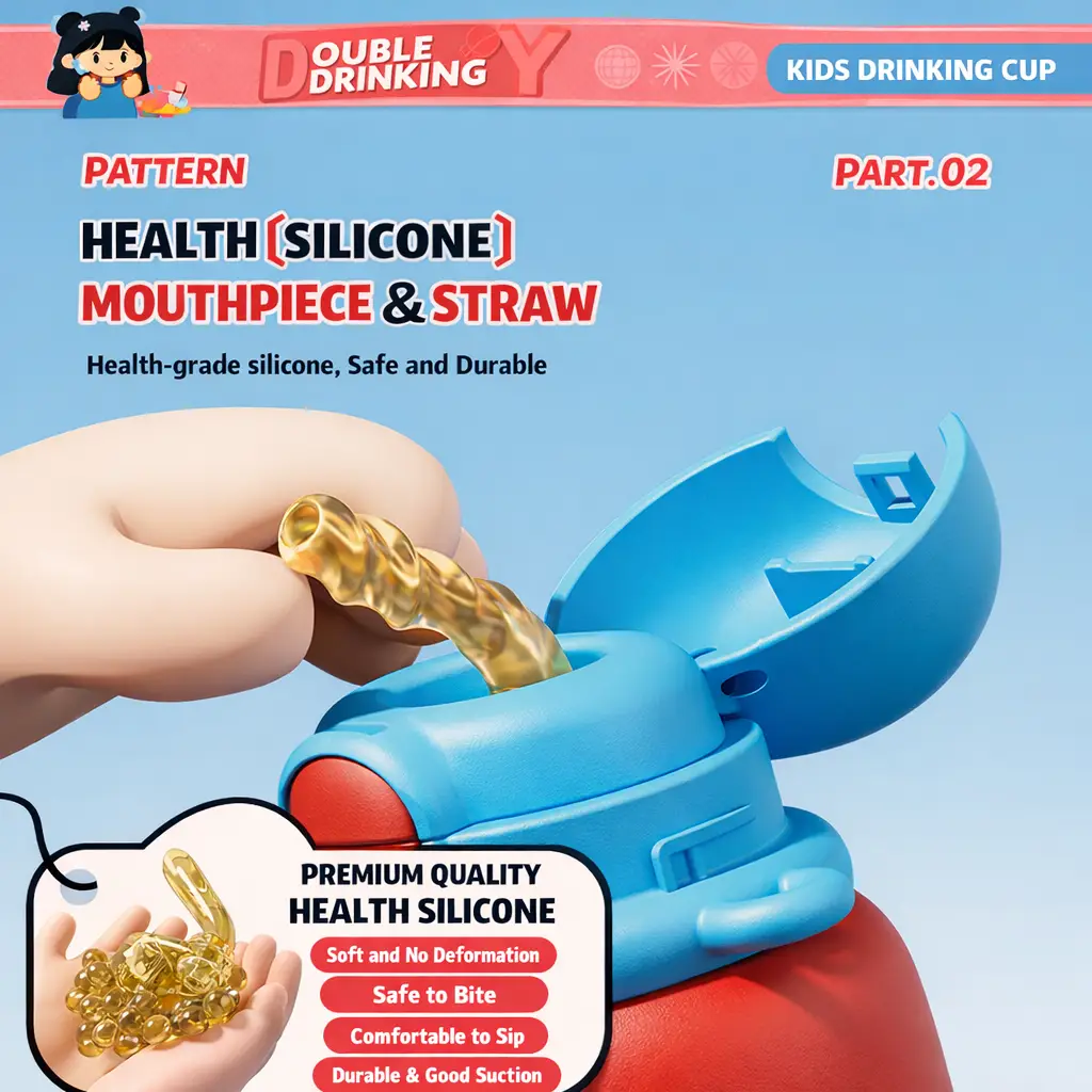 Ninikart High-Looking 316 Stainless Steel Cartoon Kidsren’s Thermos Cup, Outdoor Portable Tumbler, Student Large-Capacity Cup