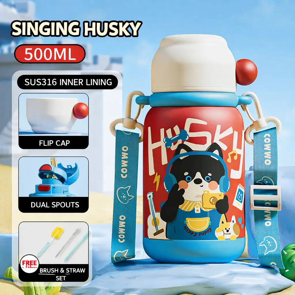 Ninikart High-Looking 316 Stainless Steel Cartoon Kidsren’s Thermos Cup, Outdoor Portable Tumbler, Student Large-Capacity Cup