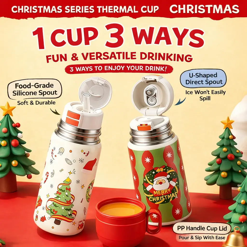 Ninikart High-quality cross-border student pop-up cup, portable hand-held double-drink children’s straw cup, convenient outdoor travel water bottle.