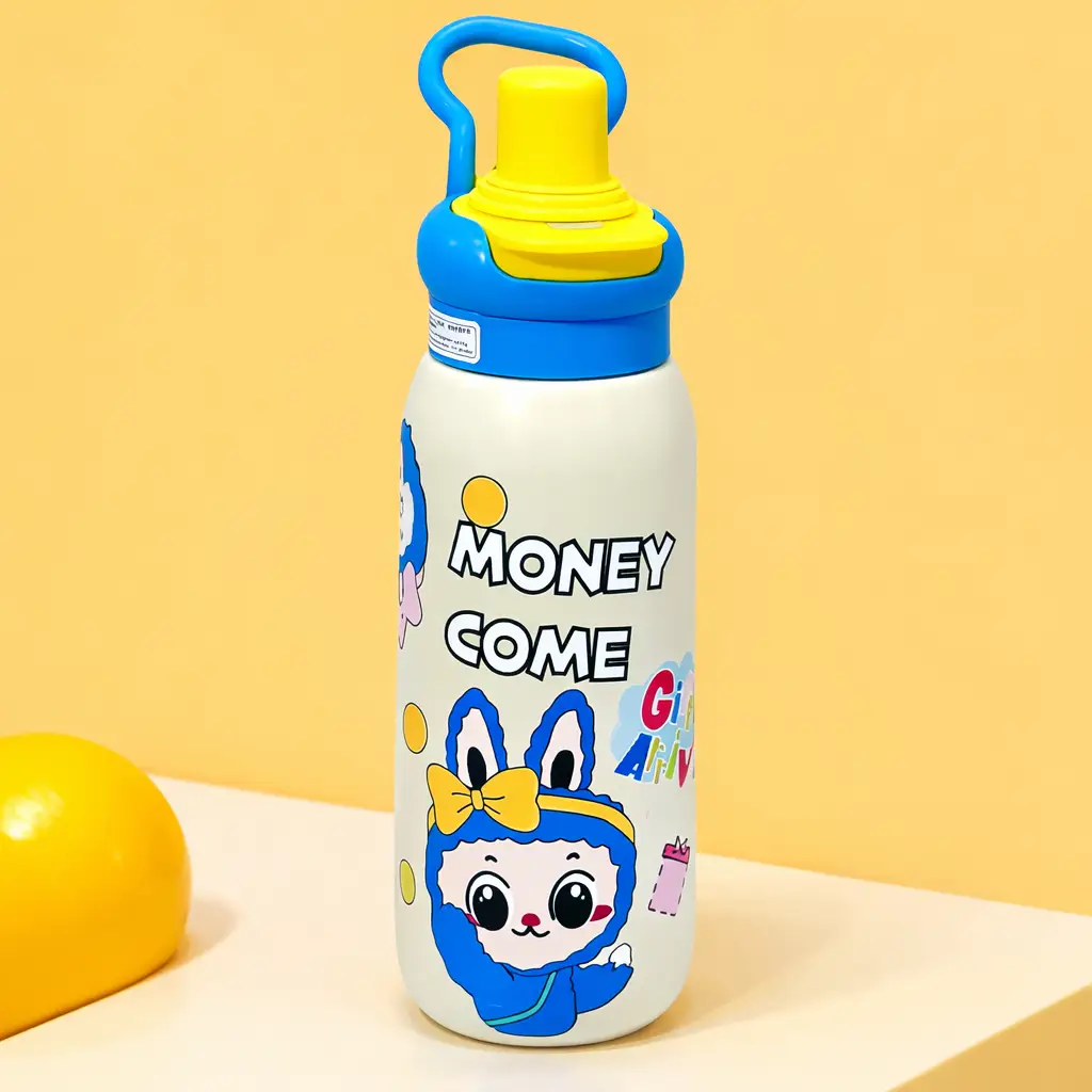 Ninikart Insulated Straw Cup 316 Stainless Steel Student Cartoon Large Capacity Anti-Fall Portable Double Drinking Cup Cartoon Insulated Cup