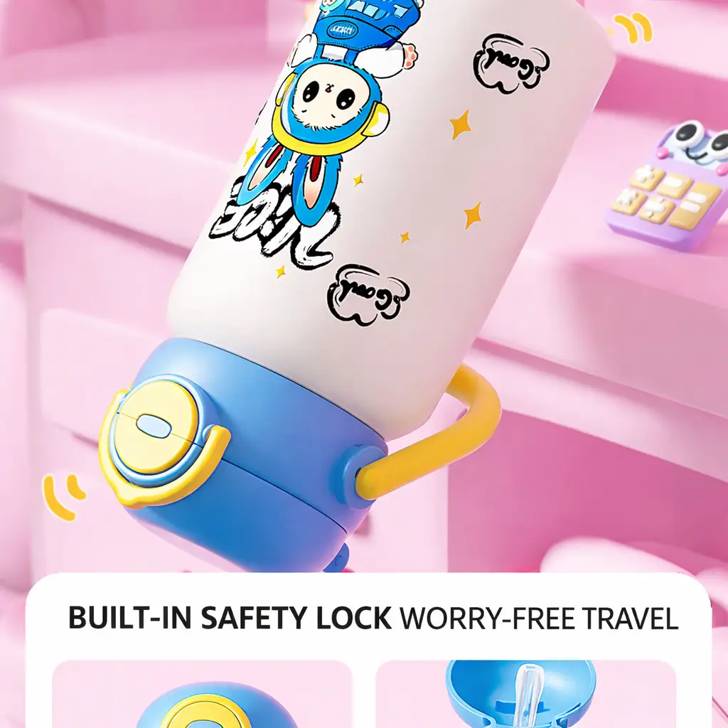 Ninikart Children’s Thermos Cup 316 Stainless Steel Large Capacity High-Value Water Cup for Students Going to School Portable Anti-Fall Double Drinking Cup