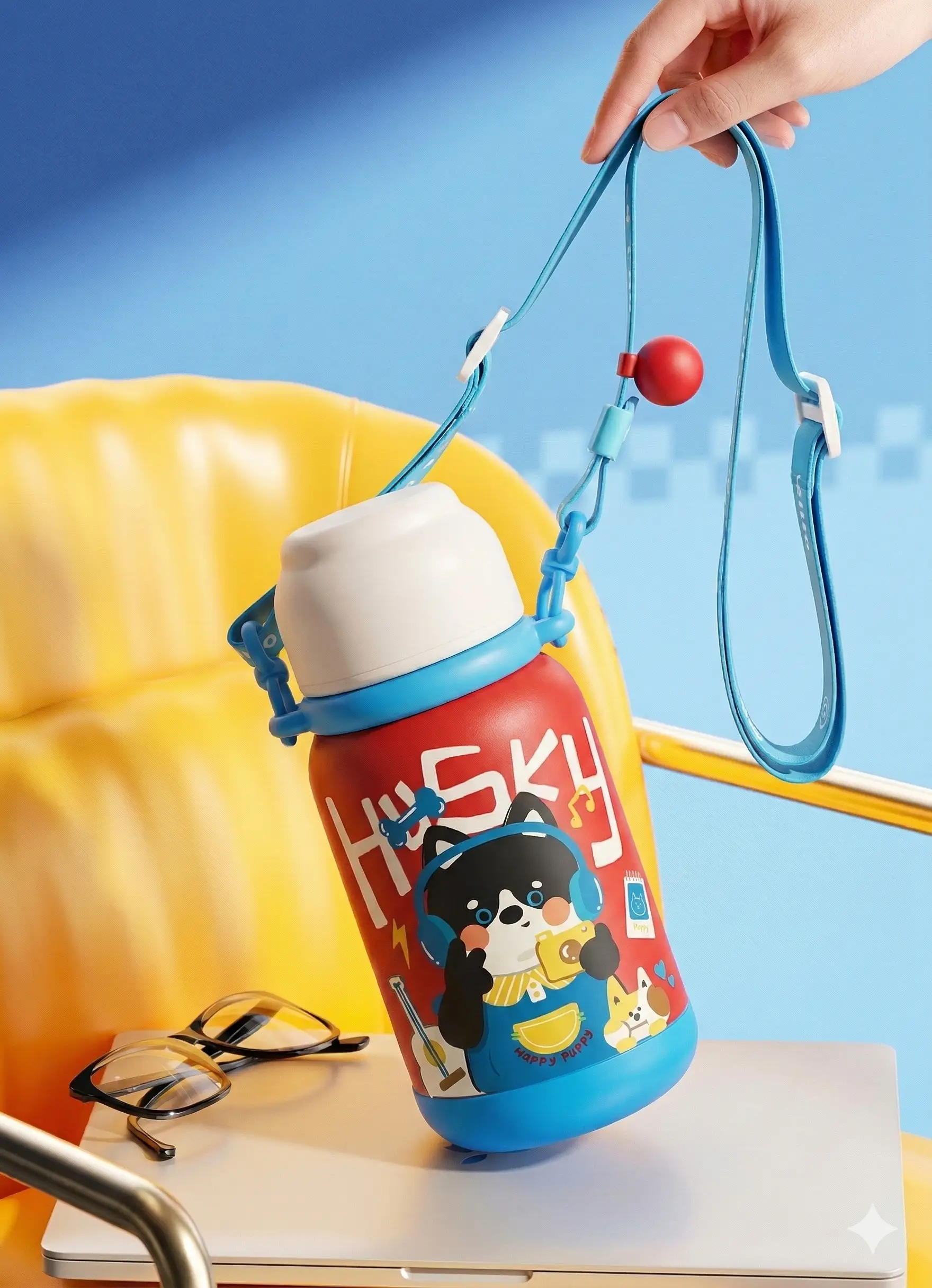 Ninikart High-Looking 316 Stainless Steel Cartoon Kidsren’s Thermos Cup, Outdoor Portable Tumbler, Student Large-Capacity Cup