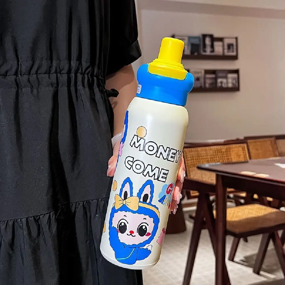 Ninikart Insulated Straw Cup 316 Stainless Steel Student Cartoon Large Capacity Anti-Fall Portable Double Drinking Cup Cartoon Insulated Cup