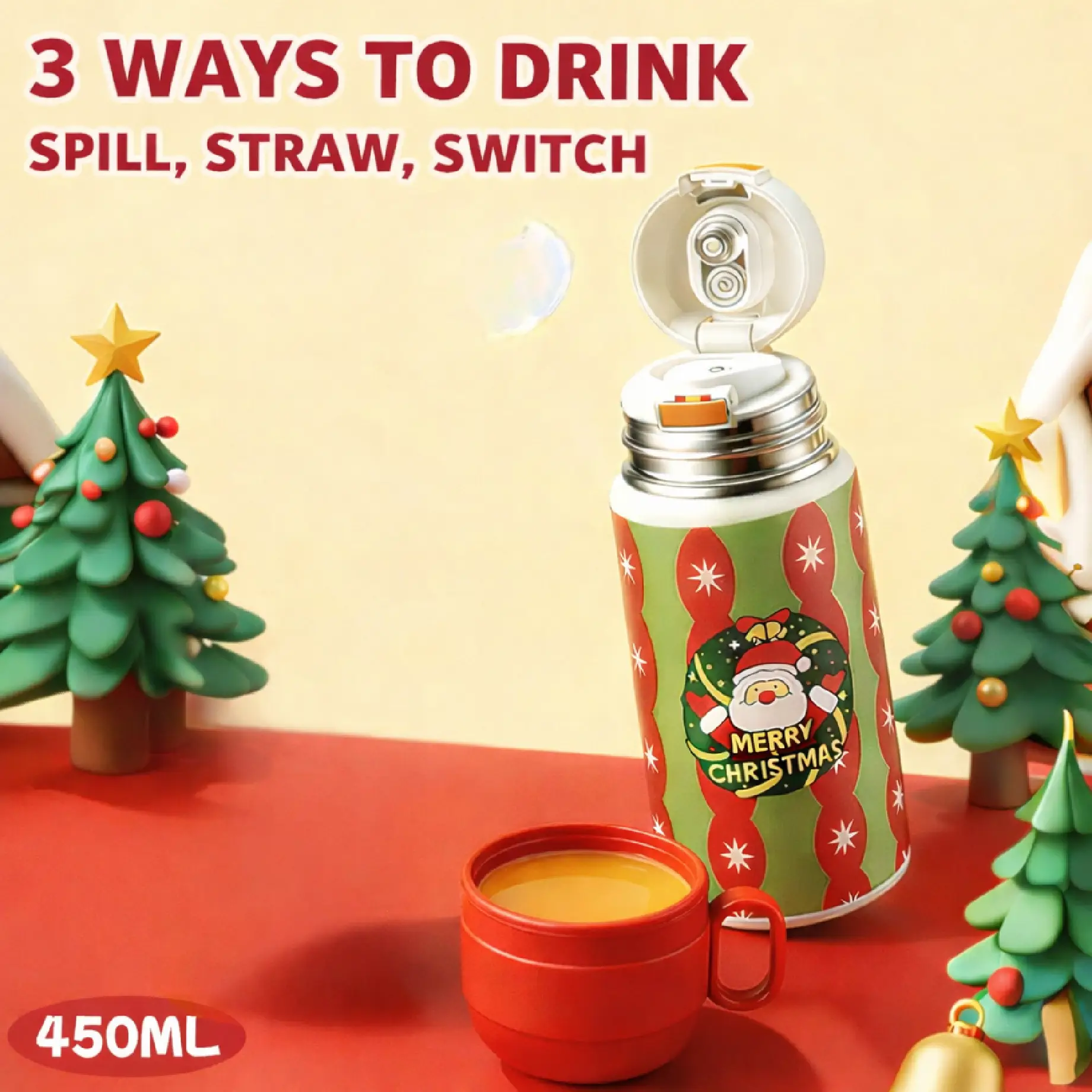 Creative Graffiti Christmas Gift Cup, Simple and Cute Tea Brewing Stainles